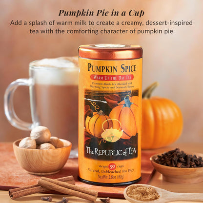 The Republic of Tea Pumpkin Spice Black Tea, Caffeinated, 50 Count