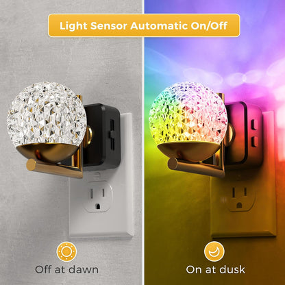 L LOHAS LED Night Lights Plug into wall, Amber Night Light with Adjustable Brightness, Plug in NightLight with Auto Light Sensor, Wall Sconce-Style Design Night Light for Bathroom,Hallway, 2 Pack