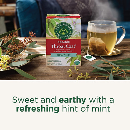 Traditional Medicinals Organic Throat Coat Eucalyptus, 16 Tea Bags