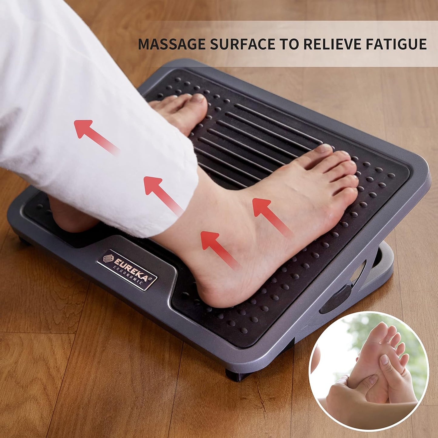 EUREKA ERGONOMIC Tilt Adjustable Footrest, Foot Rest for Under Desk at Work with Massage Surface, Office Foot Rest Under Desk with 20 Degree Tilt No Locking, Metal Frame