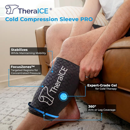 TheraICE Elbow Ice Pack Wrap Compression Sleeve for Injuries Reusable Gel Arm Cold Packs | Tennis Elbow Golfers & Cubital Tunnel, Tendinitis Pain Relief | Plus Shin Splints, Calf Strain | Women & Men