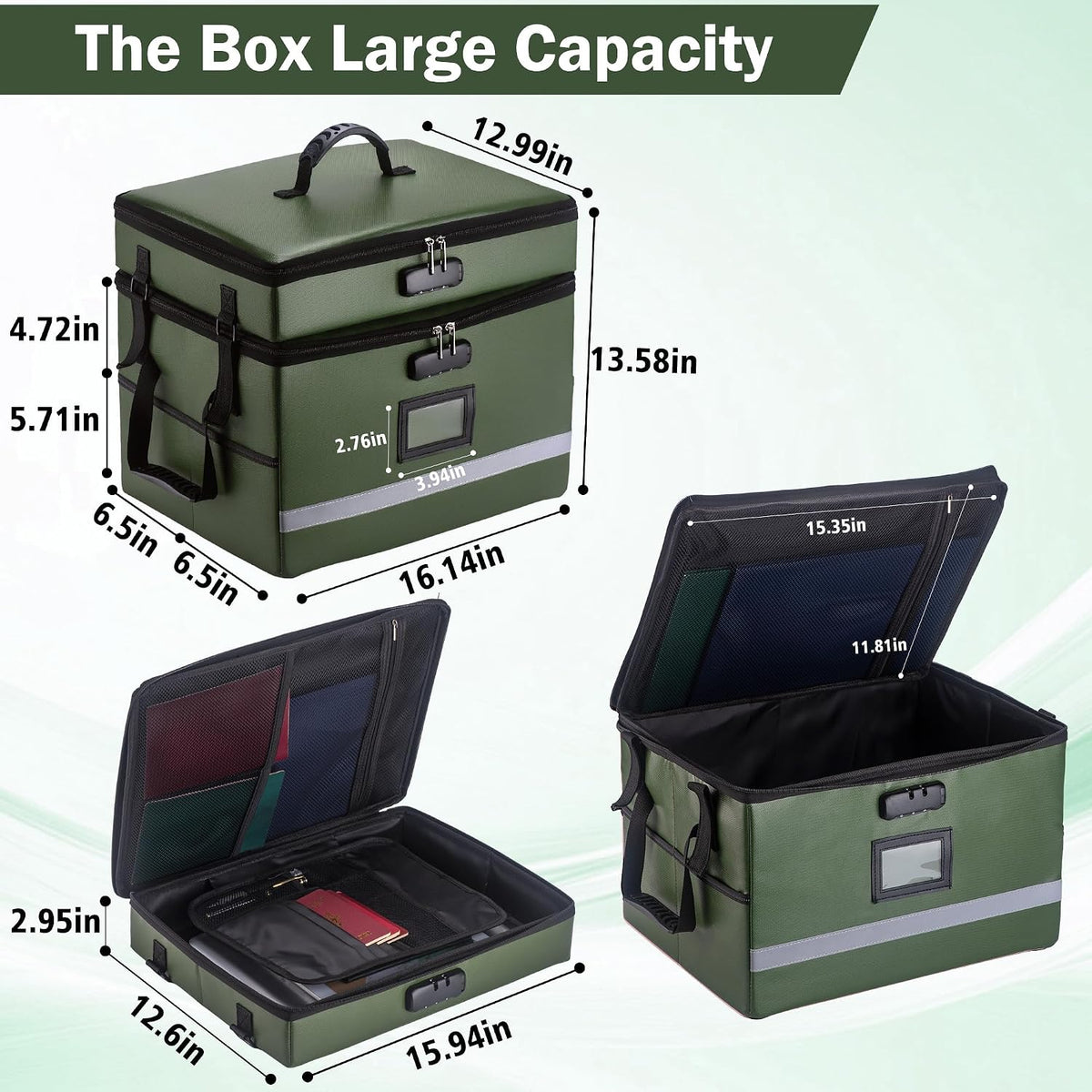 EXLIFBAG Fireproof File Organizer with Lock, 1 Layer