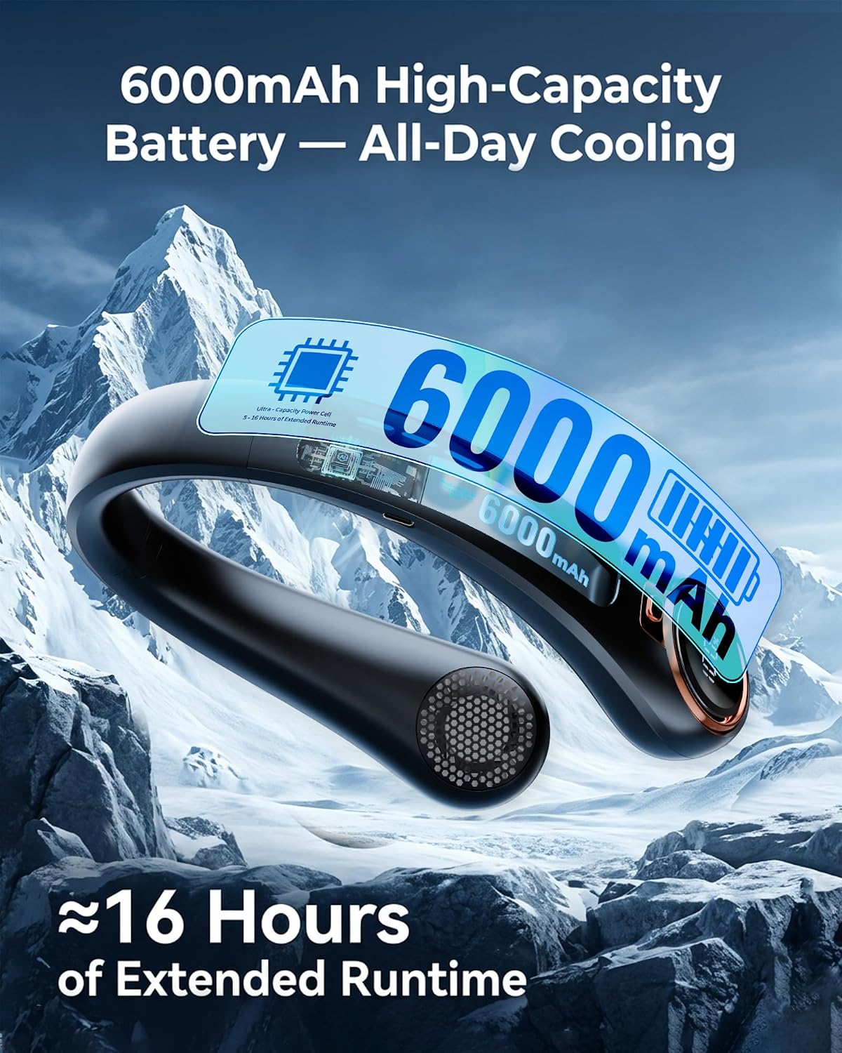 𝟐𝟎𝟐𝟔 𝐔𝐩𝐠𝐫𝐚𝐝𝐞 BNBZ Portable Neck Fan,6000mAh Rechargeable Wearable Fan with LED Display,4 Speeds,Up to 15H Runtime,Quiet 360° Airflow Hands-Free Personal Fan for Travel,Work,Gym &Outdoor Use
