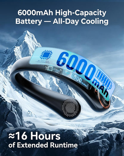 𝟐𝟎𝟐𝟔 𝐔𝐩𝐠𝐫𝐚𝐝𝐞 BNBZ Portable Neck Fan,6000mAh Rechargeable Wearable Fan with LED Display,4 Speeds,Up to 15H Runtime,Quiet 360° Airflow Hands-Free Personal Fan for Travel,Work,Gym &Outdoor Use