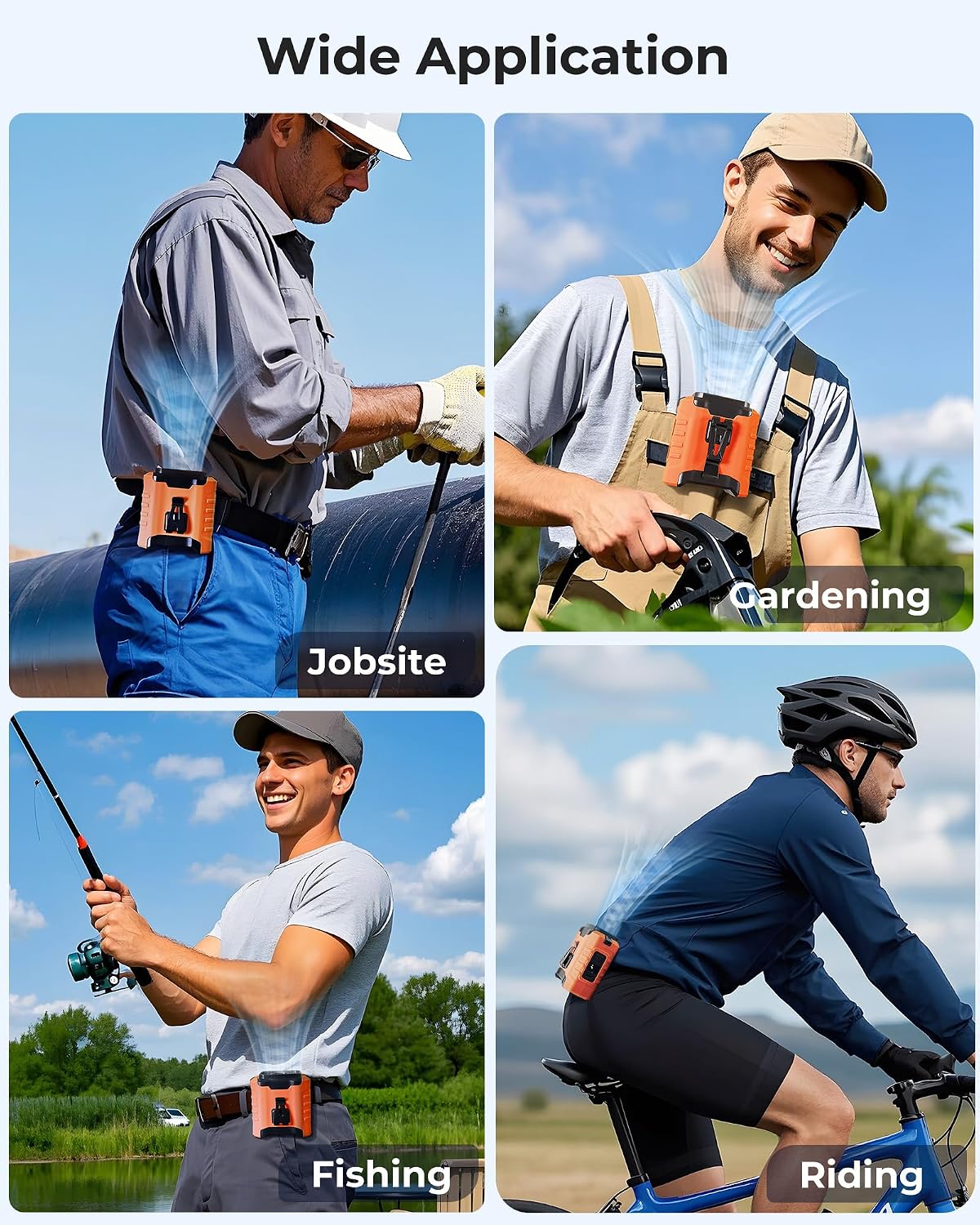 Portable Waist Fan, 10000mAh Waist Fan Clip on Wearable Belt, 5 Speeds Adjustable Shirt Fans with up to 25H of Working Time, Hands-Free Hanging Neck Belt Fans for Camping, Outdoor, Jobsite-Grey