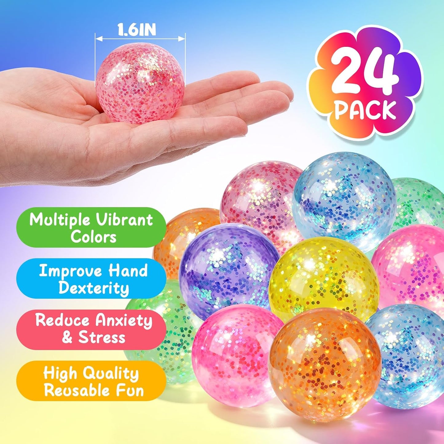 VESPRO 12 Pack Fidget Stress Balls for Adults, Cute Octopus Stress Sensory Stress Ball, Bulk Squishy Squeeze Ball Toys Set for Classroom Prizes and Birthday Party Favors