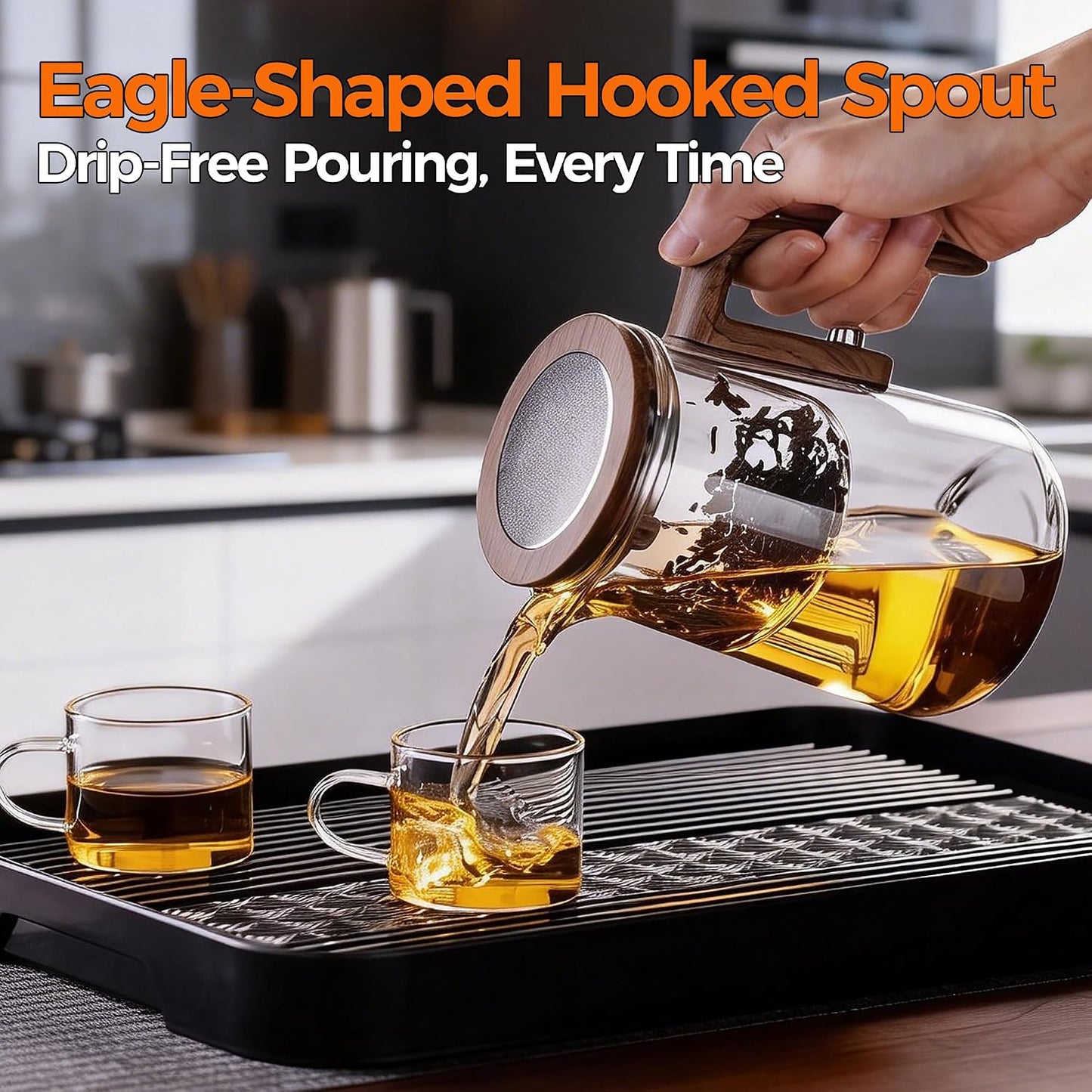 Enchanted Tea Pot, Magic Tea Pot for Loose Leaf Tea Steeper, Heat Resistant Borosilicate Glass Teapot with Tea Infuser, Ideal Gift for Tea Lovers - 20 oz (600 ml)