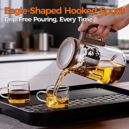 Enchanted Tea Pot, Magic Tea Pot for Loose Leaf Tea Steeper, Heat Resistant Borosilicate Glass Teapot with Tea Infuser, Ideal Gift for Tea Lovers - 20 oz (600 ml)