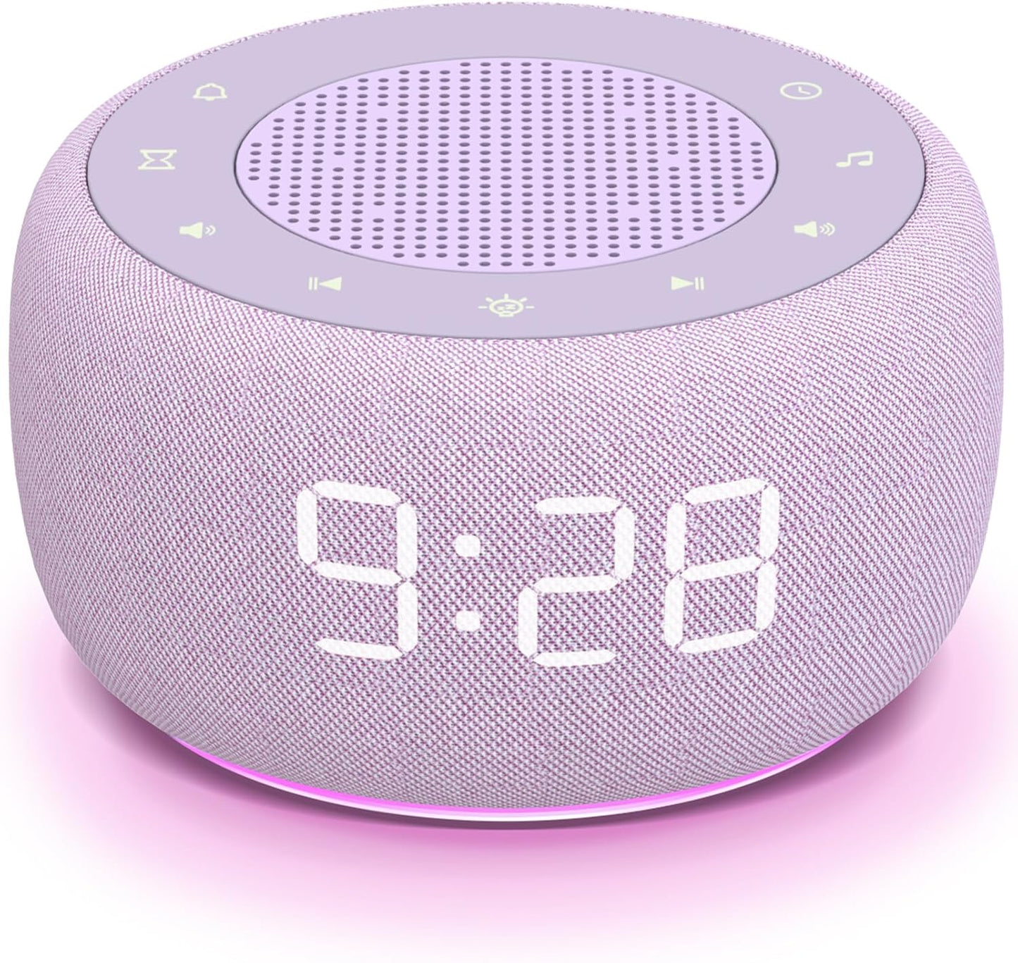 Buffbee Alarm Clock with Sound Machine for Bedrooms – 2-in-1 White Noise Machine for Sleep, Gentle Wake-Up with Soft Alarm Sounds, Ambient Night Light, Plug-in, Sleep Better, Wake Gently