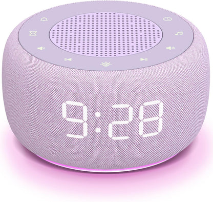 Buffbee Alarm Clock with Sound Machine for Bedrooms – 2-in-1 White Noise Machine for Sleep, Gentle Wake-Up with Soft Alarm Sounds, Ambient Night Light, Plug-in, Sleep Better, Wake Gently