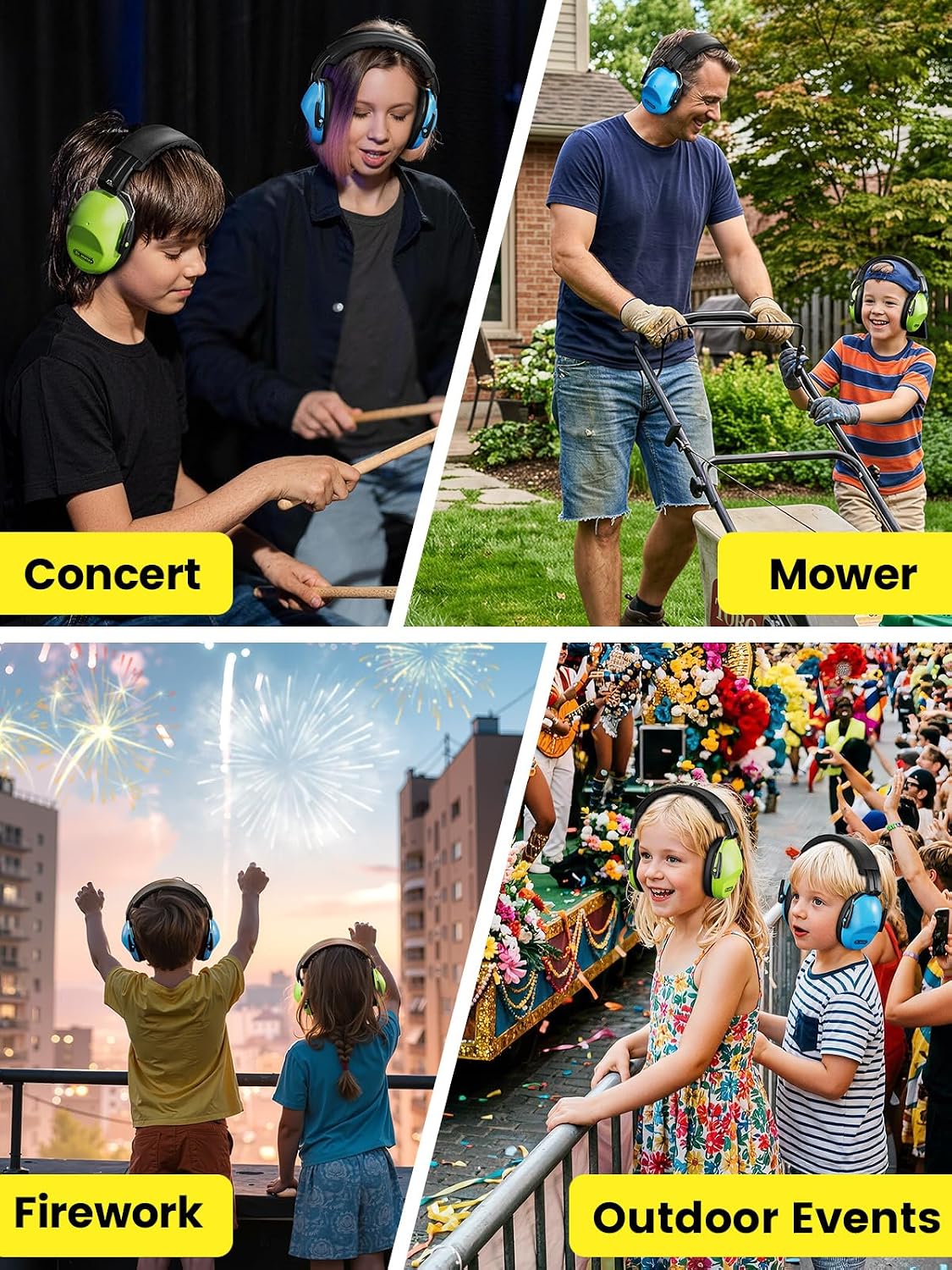 Dr.meter Ear Muffs for Noise Reduction: 27.4SNR Noise Cancelling Headphones for Kids Adults, EM100 Adjustable Hearing Protection Earmuffs for Monster Jam, Autism Sensory, Concerts, Fireworks- 3PACK