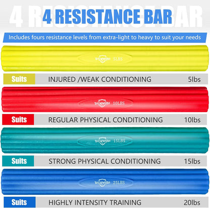 DICYWUDI Flex Therapy Bar and Grip Strength Trainers Set, Physical Therapy & Resistance Bar for Golfers Elbow,Tendinitis,Wrist,Forearms Pain, Improve Grip Strength and Relieve Pain