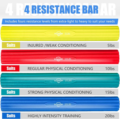 DICYWUDI Flex Therapy Bar and Grip Strength Trainers set, Physical Therapy & Resistance Bar for Golfers Elbow, Tendinitis, Wrist,Forearms Pain, Improve Grip Strength and Relieve Pain