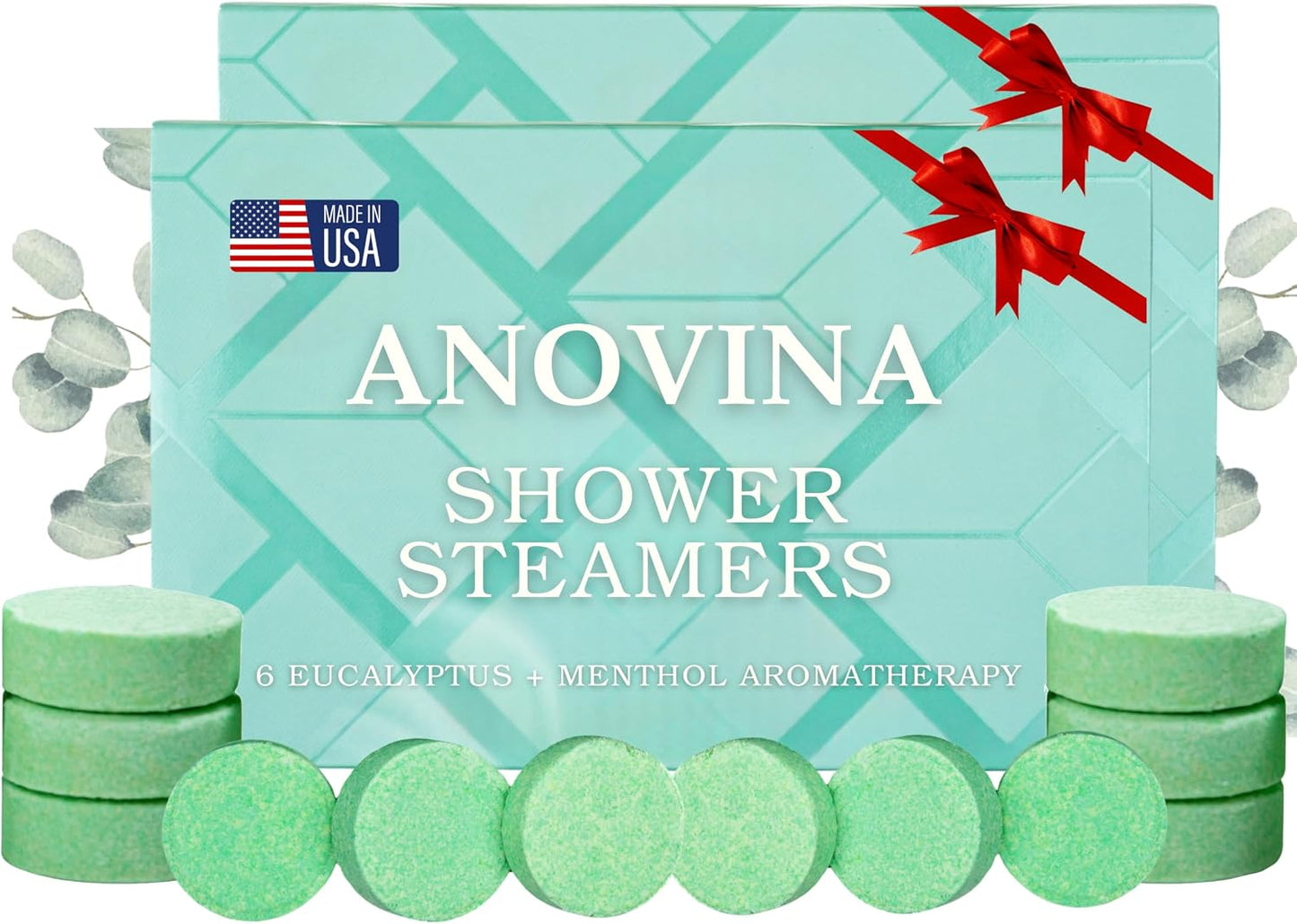 Anovina Lavender Shower Steamers USA Made – Calming Aromatherapy Shower Bombs – Relaxation & Self-Care – Lavender Gifts for Women and Calming Gifts for Women, Perfect for Home & Holiday Wellness