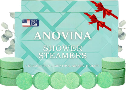 Anovina Lavender Shower Steamers USA Made – Calming Aromatherapy Shower Bombs – Relaxation & Self-Care – Lavender Gifts for Women and Calming Gifts for Women, Perfect for Home & Holiday Wellness