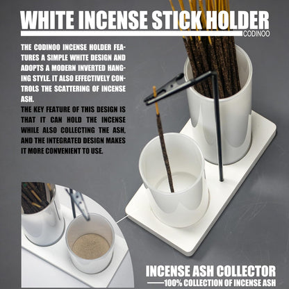 2 in 1 Incense Burner Holder for Sticks,Glass Incense Holder with Storage,Upside Down Incense Holder for Sticks with Glass Ash Catcher for Meditation Yoga Spa Room Home Decor[Full Black]