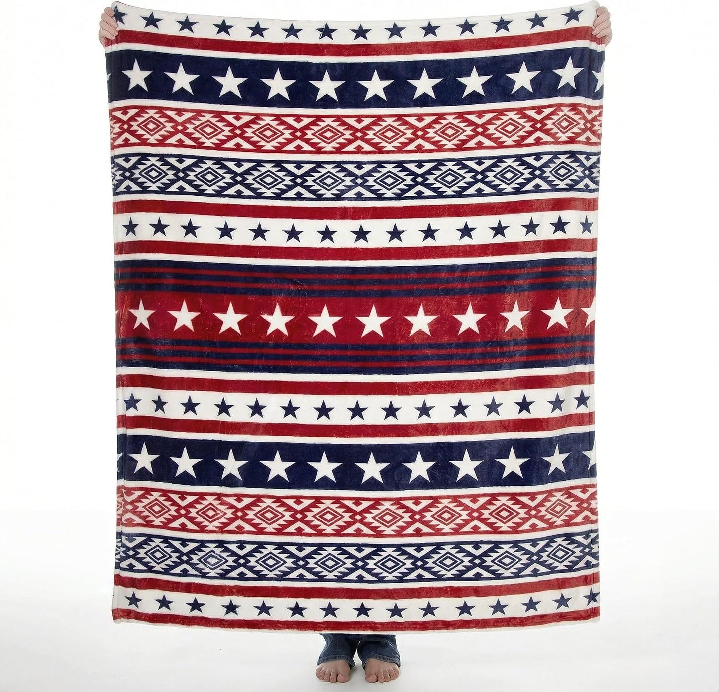 Carstens, Inc. Travel Blanket, Premium Compact 2-in-1 Airplane Blanket/Pillow, Open Sky Blue Aztec
