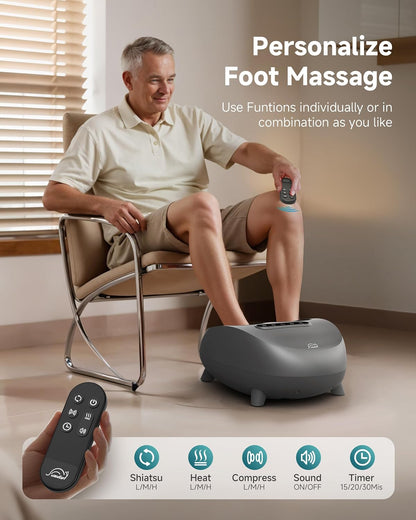 Snailax Shiatsu Foot Massager with Heat, FSA Eligible, Kneading, Compression, Vibration, Feet Massage Machine for Plantar Fasciitis, Neuropathy, Foot Warmer, Gifts for Women Men,Size 13