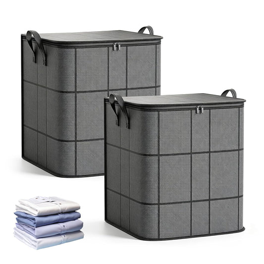 180L Spacious Moving Storage Bin 2PC, L Zippered Fabric Clothes Organizer