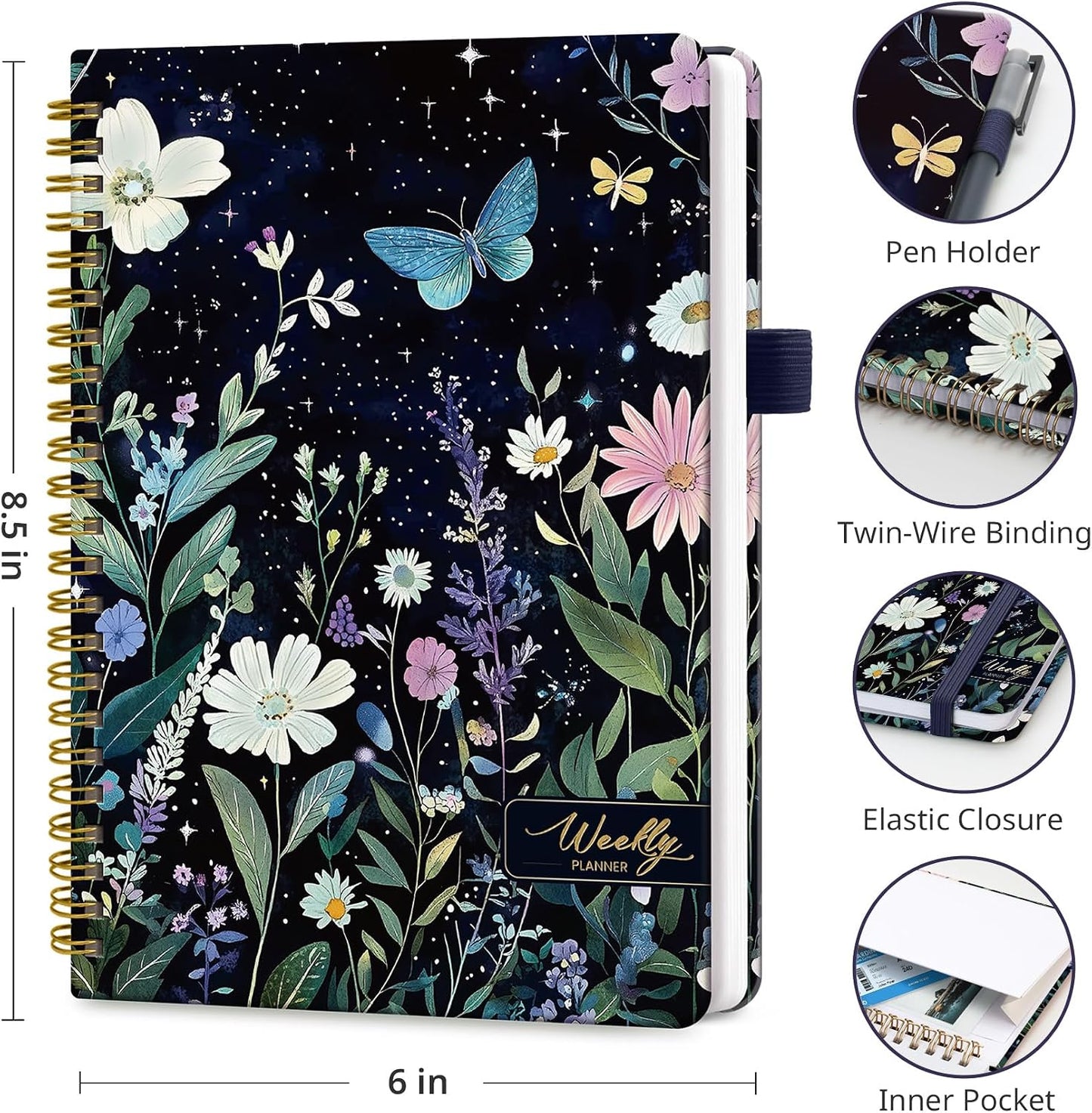 Taja Undated Weekly Planner, Weekly To Do List Notebook with Goal & Habit Tracker Organizer, A5 Weekly Planner Notebook with Spiral Binding, 6.1" x 8.2" - Green