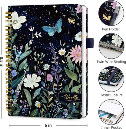 Taja Undated Weekly Planner, Weekly To Do List Notebook with Goal & Habit Tracker Organizer, A5 Weekly Planner Notebook with Spiral Binding, 6.1" x 8.2" - Green