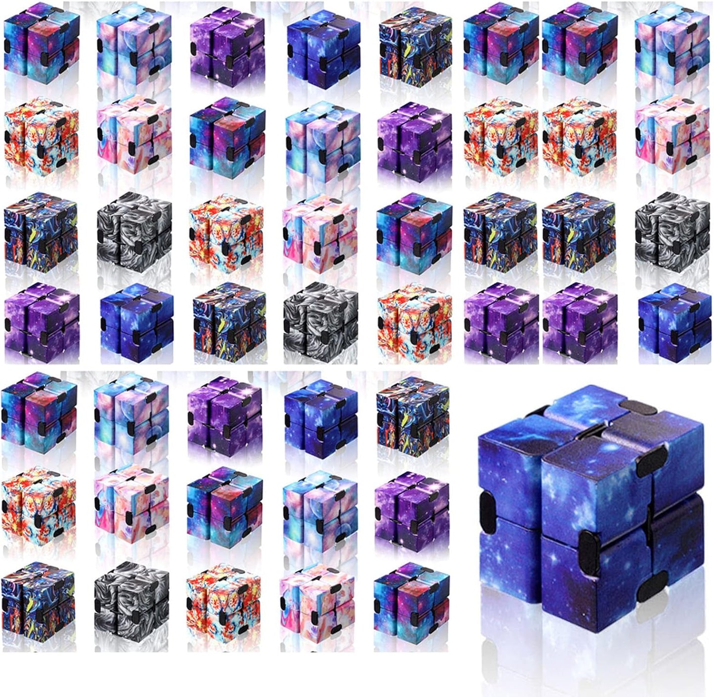 Chivao 48 Pcs Infinity Cube Sensory Toy Infinite Cube Fidget Toy Stress Relieving Handheld Infinite Flipping Hand Desk Gift Portable Blocks for Teen Adult Anxiety Stress Relief(Starry Sky Style)