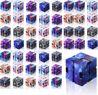 Chivao 48 Pcs Infinity Cube Sensory Toy Infinite Cube Fidget Toy Stress Relieving Handheld Infinite Flipping Hand Desk Gift Portable Blocks for Teen Adult Anxiety Stress Relief(Starry Sky Style)