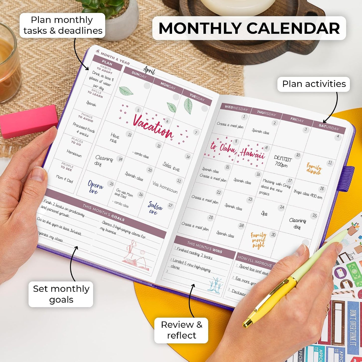 Clever Fox Planner 2nd Edition – Colorful Weekly & Monthly Goal Planner, Time Management & Productivity Organizer, Undated, A5 (Dark Teal)