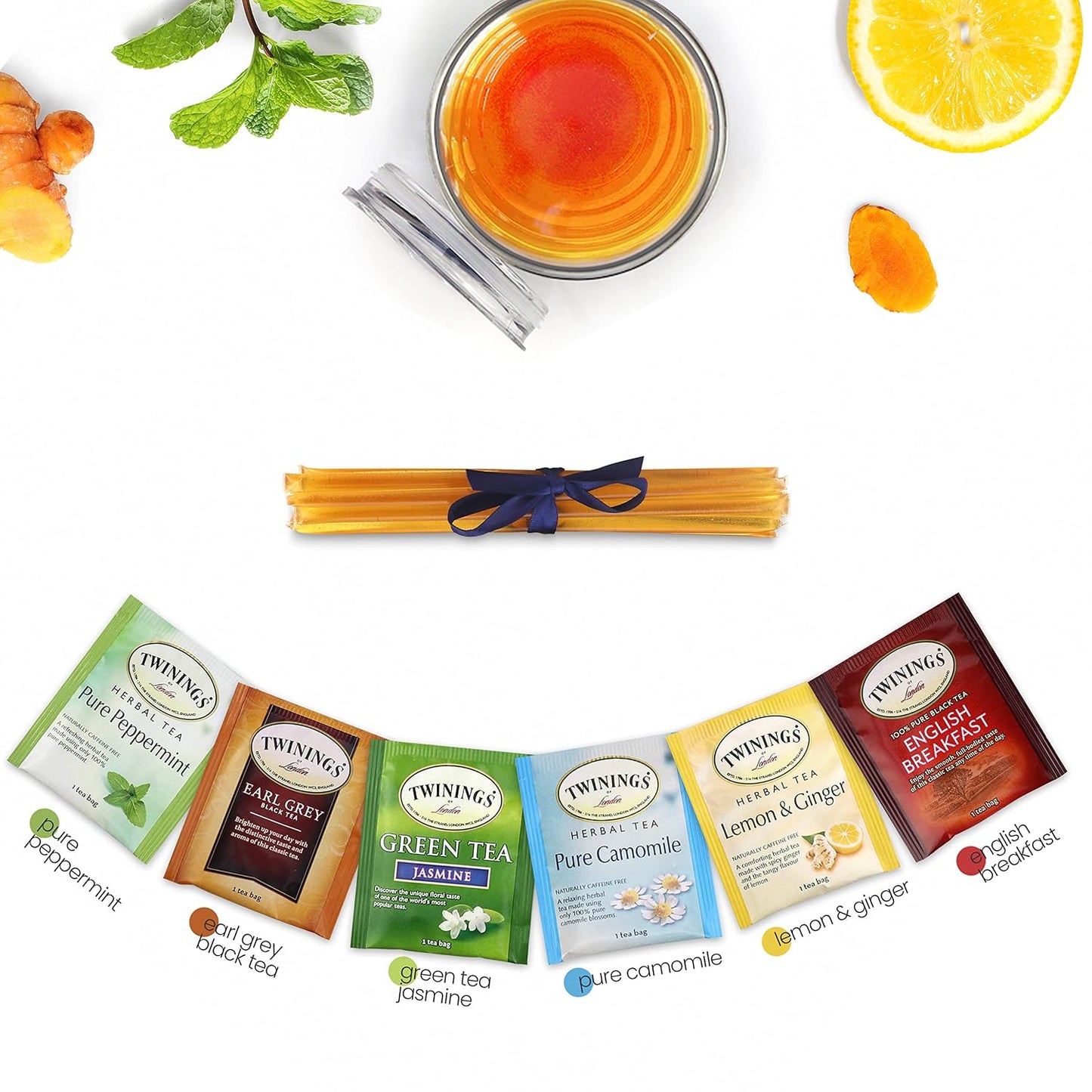 Tea Lovers Gifts Basket - Gift Set Include Temperature Retention Cup 12 Special Blend Teabags & Honey Presented in Beautiful Gift Bag For Women & Men - Birthday, Get Well, Thinking of You Care Package