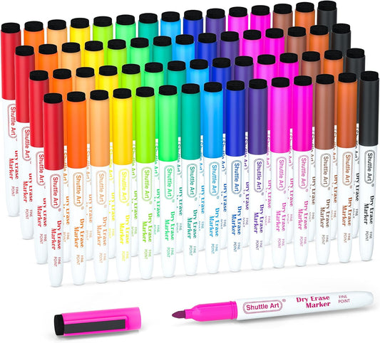 Shuttle Art Magnetic Whiteboard Markers, 20 Pieces Fine Tip and Eraser, Dry Erase Whiteboard Markers, for Writing on Whiteboards, Weekly Planner, Glass for School Office Home