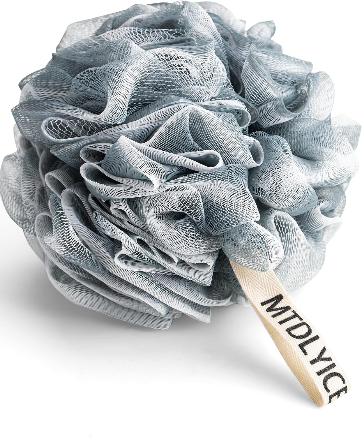 MTDLYICE Loofah Sponge, XXL Large Loofah 100g 4 Pack, Bath Sponge Soft Mesh Shower Loofah for Men, Body Scrub, Shower Pouf Bath Accessories, for Body Wash, Soap (Blue Gray)