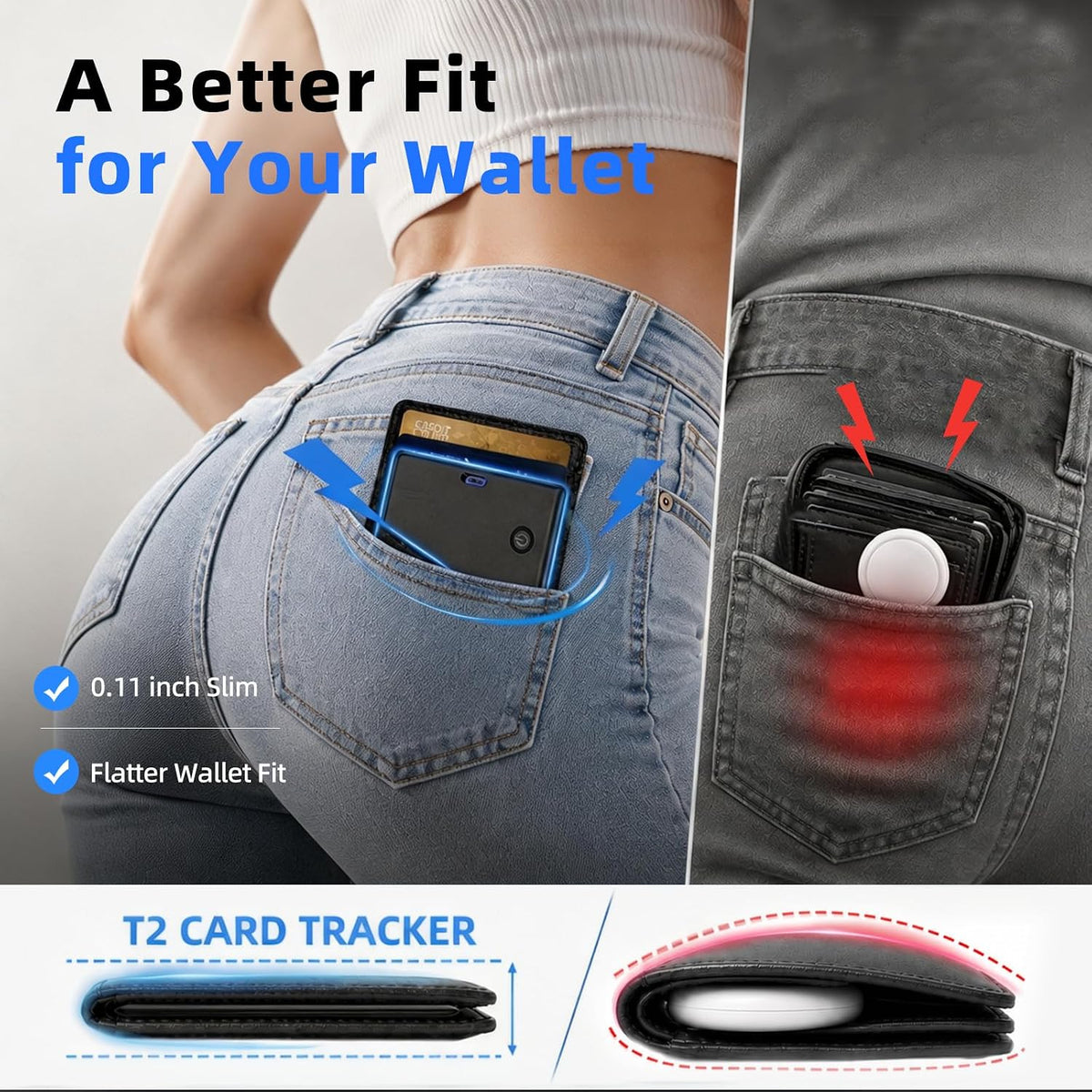 Wallet Tracker Card, Works with Apple Find My or Google Find Hub
