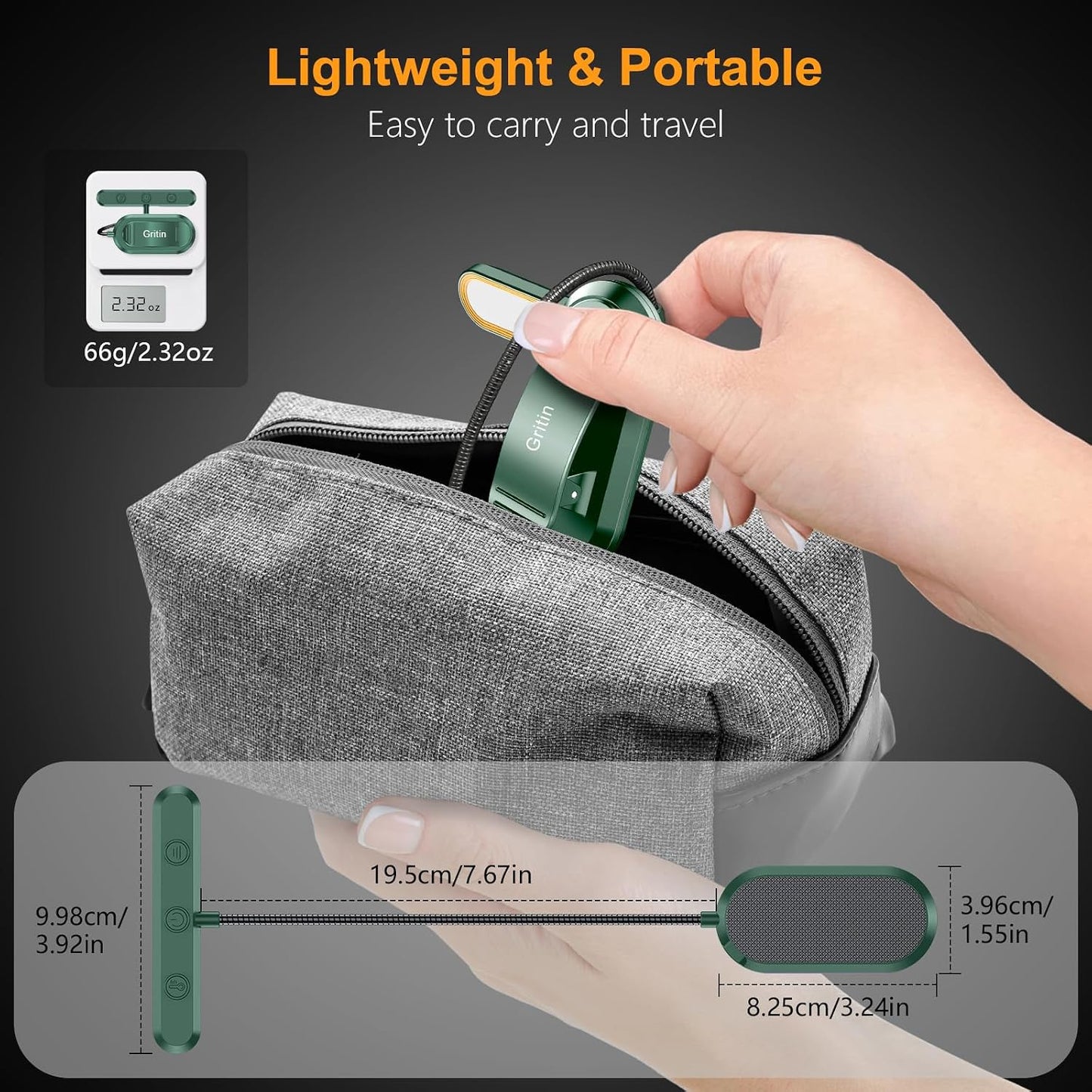 Gritin Rechargeable Book Light for Reading in Bed with 19 LED | Eye Caring 3 Color Temps,5 Brightness Levels,Memory Function,90 Hrs Runtime Flexible Goose Neck Clip on Light for Book Lovers