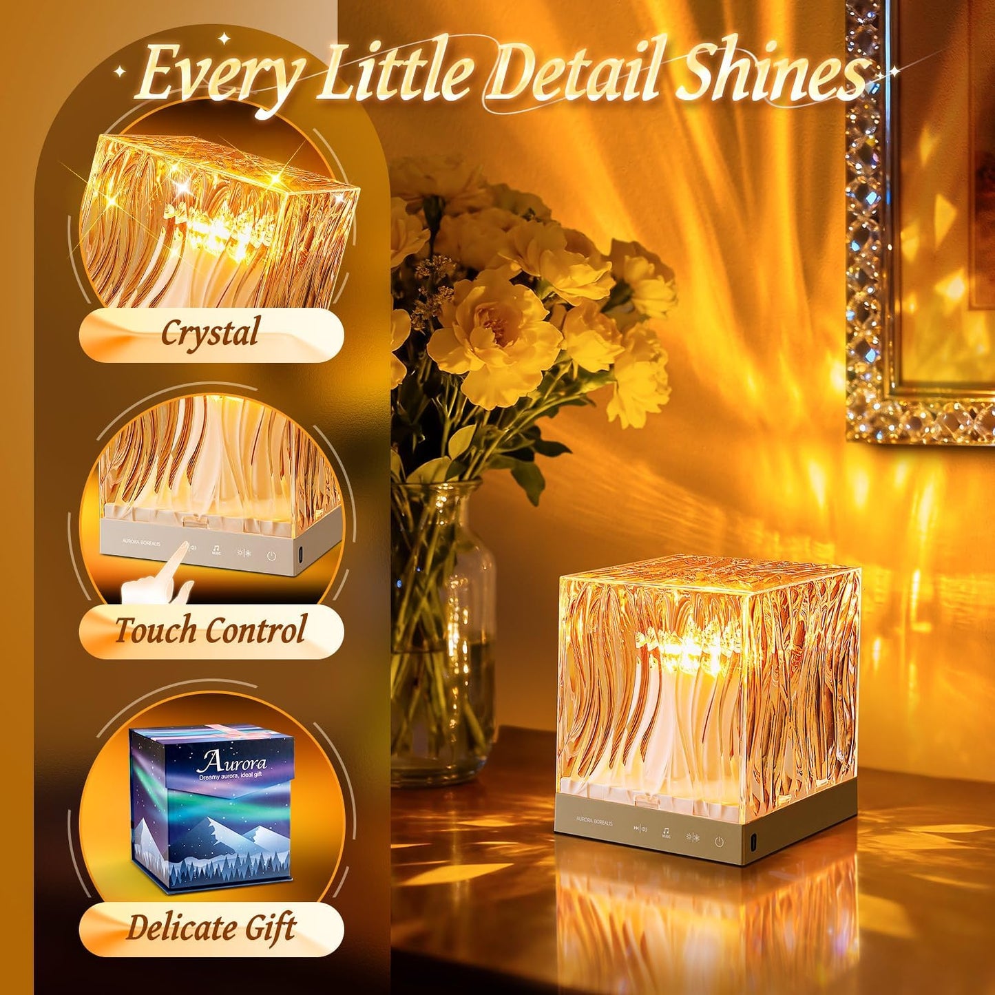 Mubarek Ambient Lighting, 216 Modes Mood Lighting, 3-in-1 Sunset Lamp & Ocean Lamp & Northern Lights Projector with Remote,Led Lights for Bedroom, Room Lights for Bedroom Decor, Girl Gift