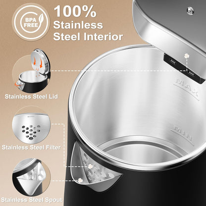 TOPWIT 0.8L Small Electric Kettle, Portable Travel Kettle, Stainless Steel