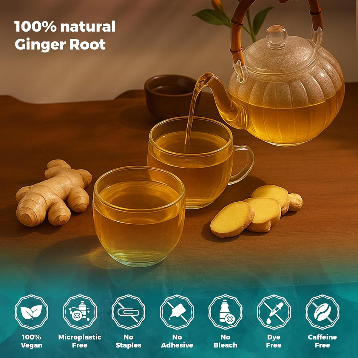 Lavitali, Ginger Tea Bags | 120 bags, 100% Pure Herbal Tea | Caffeine-Free, No Sugar, Eco-Friendly Filter Bags | Daily Natural Botanical, Hot or Iced Herbal Infusion
