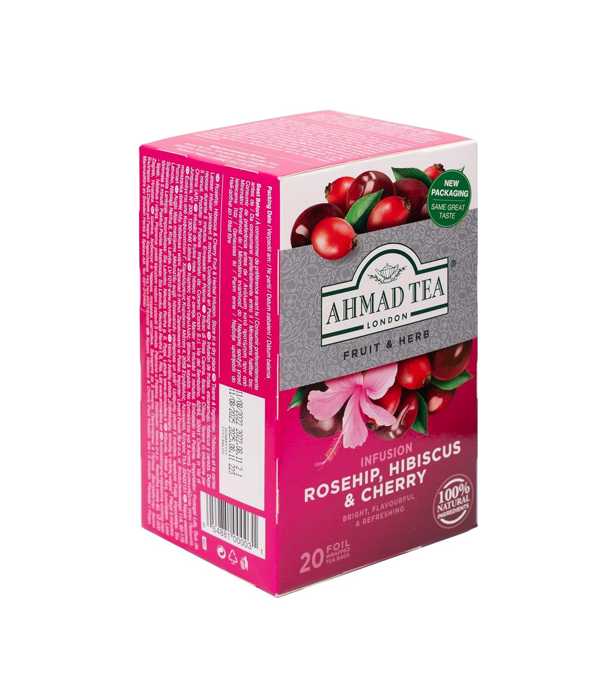 Ahmad Tea Rosehip & Cherry Infusion, 20-Count Tea Bags, Rosehip, Hibiscus & Cherry , 1.4 Oz, (Pack of 6)