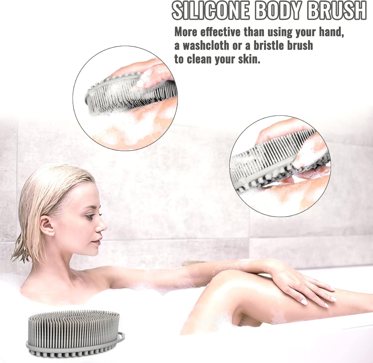 Silicone Body Scrubber Loofah 3 Pack Exfoliating Soft Loofah Shower Brush