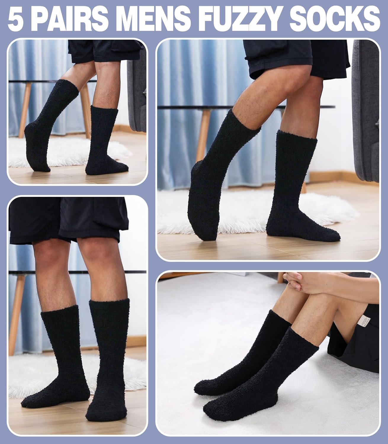 MQELONG Fuzzy Socks for Men & Women Cozy Fluffy Winter Warm Slipper Socks Microfiber Soft Home Sleeping Socks