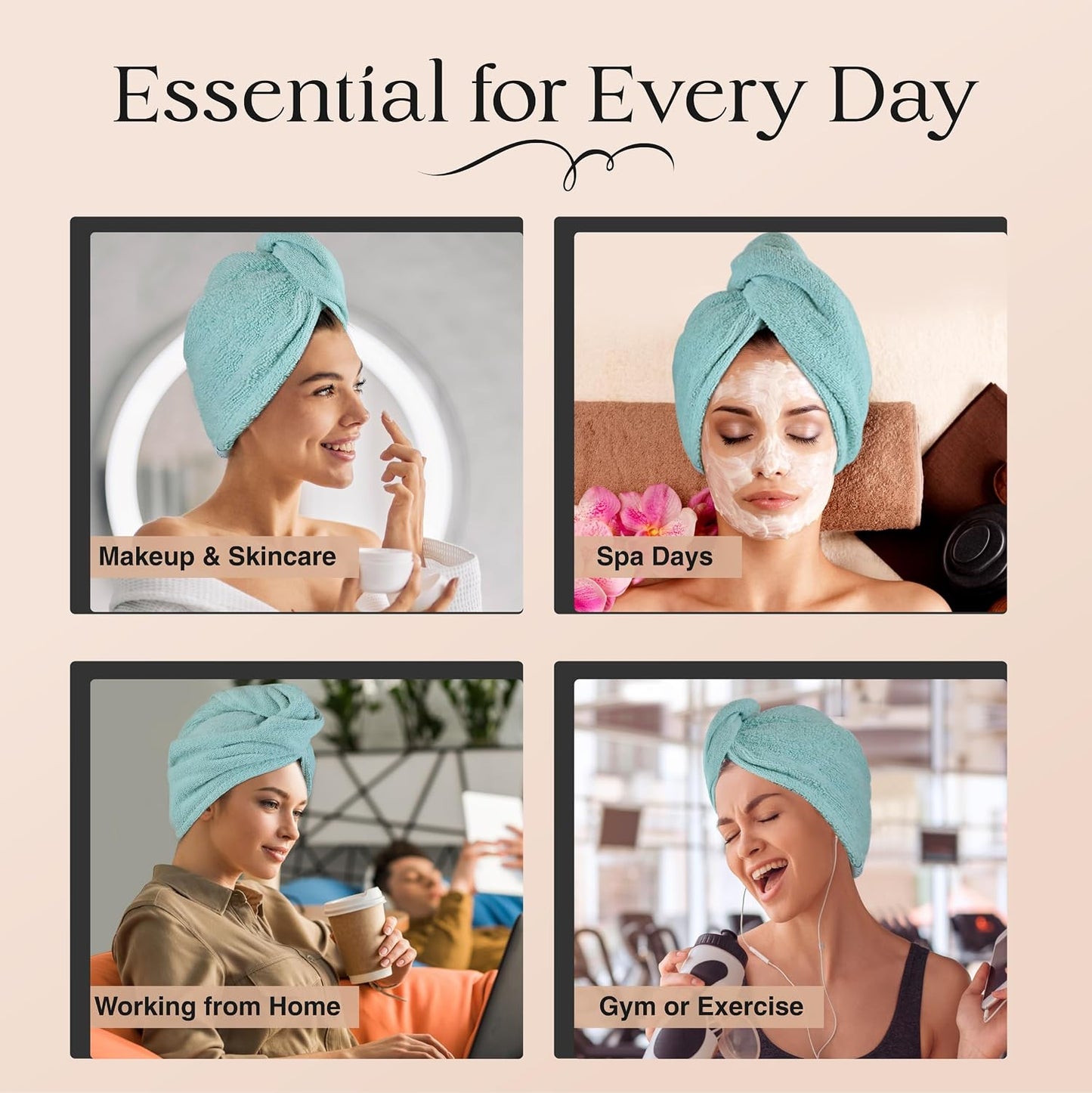 Lili&James 100% Cotton Hair Towel Wrap for Women & Kids – 420 GSM Quick Dry Hair Turban with Double Button Loop, Anti Frizz Non Microfiber Hair Drying Towel for Curly, Long & Thick Hair (Lilac)