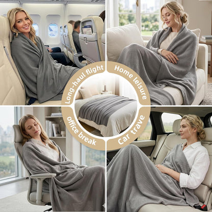 Travel Blanket Airplane - Ultra Soft & Lightweight Knit Design