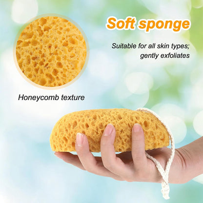 2PCS Bath Sponge, 6.1 Inch Durable Large Foam Loofah Face Puff for Body & Face Cleansing, Soft Exfoliating Natural Shower Sponges for Women, Men, Teenager