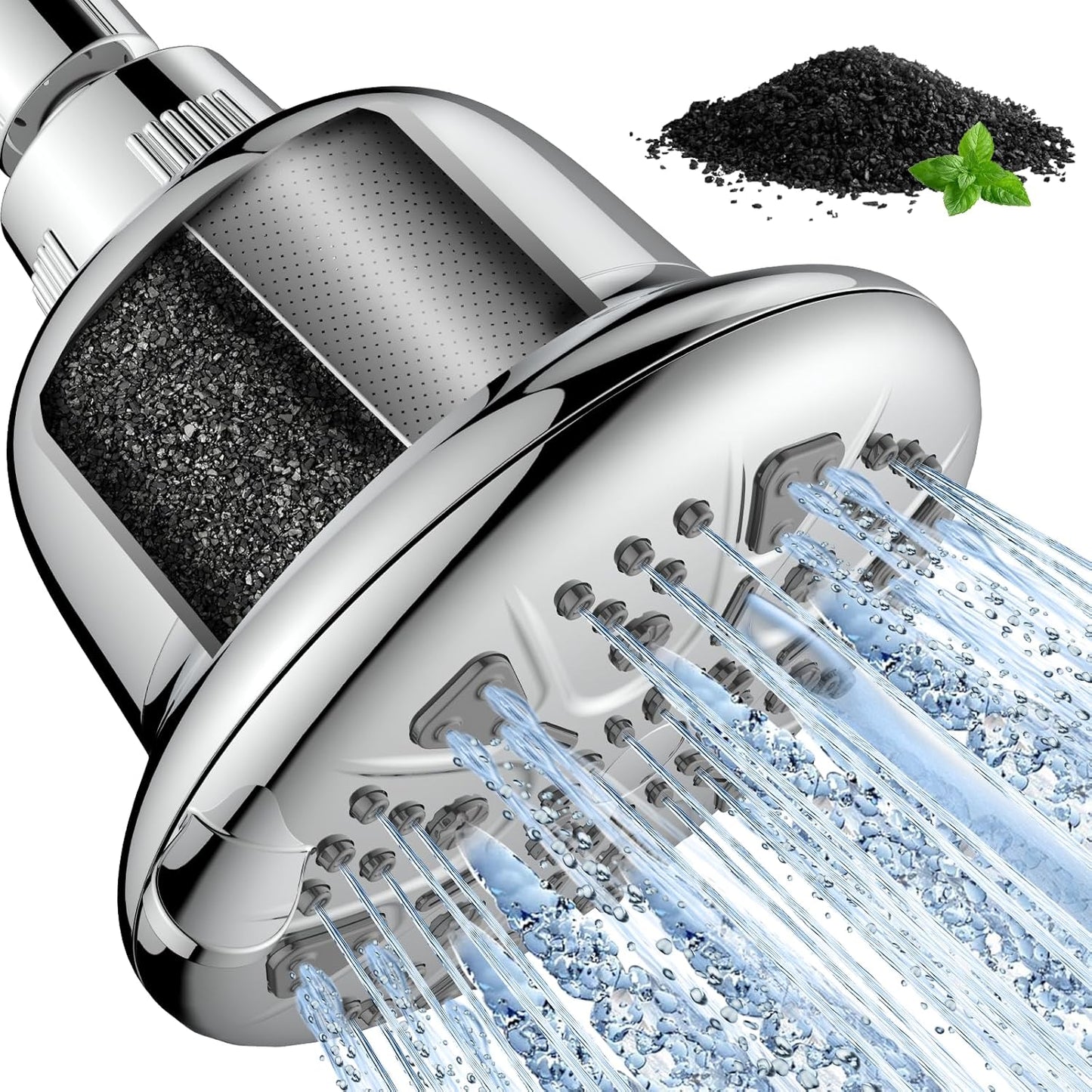 MakeFit Filtered Shower Head - High Pressure Shower Head with Filter for Hard Water Softener - 7 Settings Bathroom Rain Showerhead to Remove Chlorine and Heavy Metals (Chrome)
