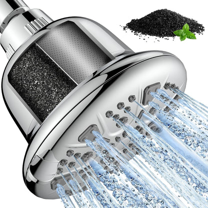 MakeFit Filtered Shower Head - High Pressure Shower Head with Filter for Hard Water Softener - 7 Settings Bathroom Rain Showerhead to Remove Chlorine and Heavy Metals (Chrome)
