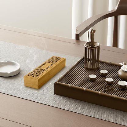 Wooden Incense Holder Burner with Storage - Incense Stick Holder & Ash Catcher for Meditation, Yoga, Bedroom, Study, Office - Exquisite Incense Burner for Home Decor