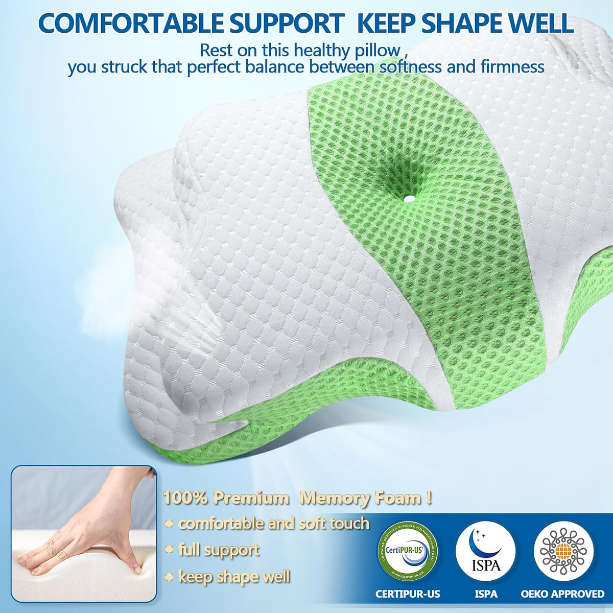 CHxxy Cervical Neck Pillow for Pain Relief Sleeping, Memory Foam Pillows