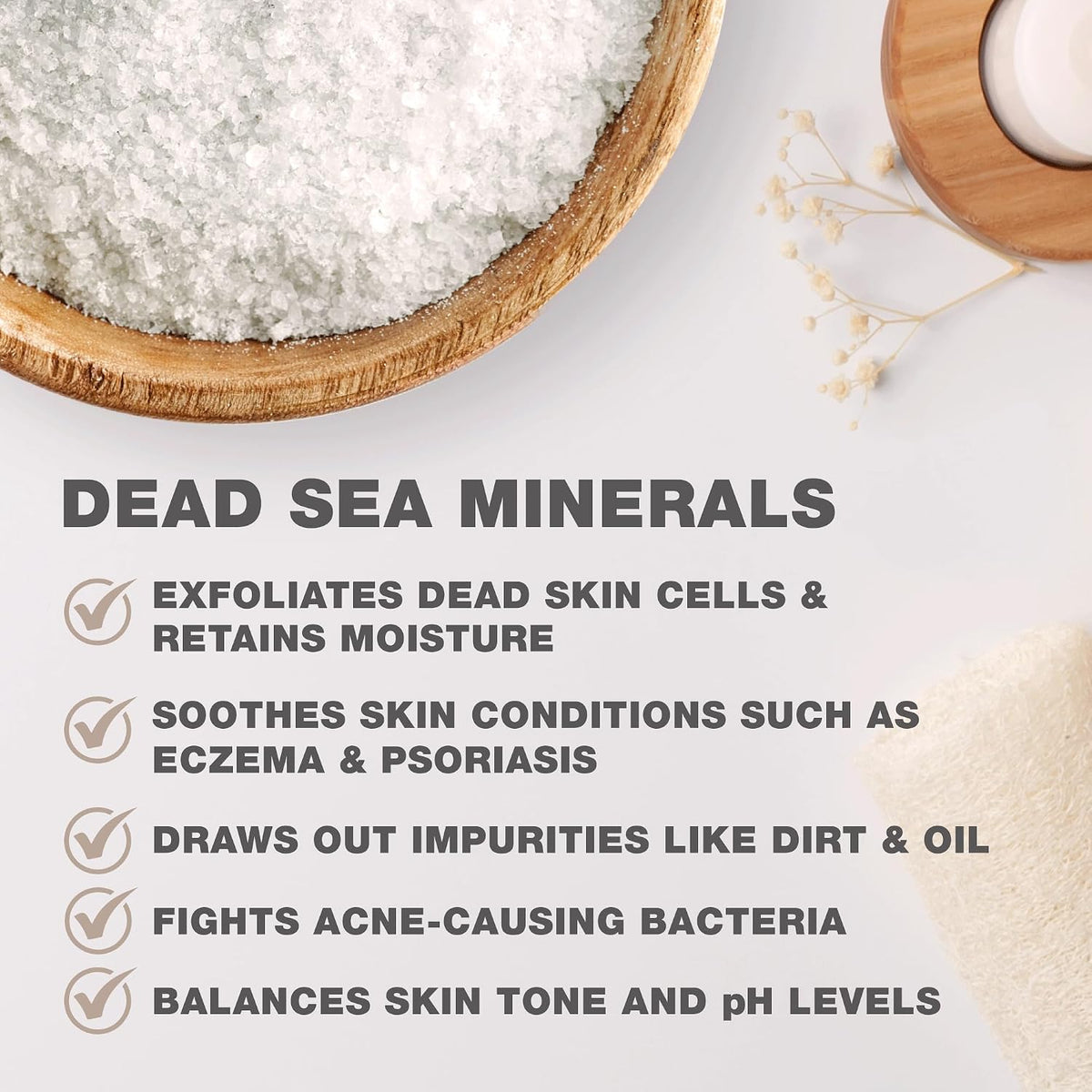 One With Nature 100% Pure Dead Sea Salt, 5Lb -Fine Bath Salts for Soaking, Body Exfoliator, 21 Essential Minerals with Magnesium, Sulphur. Fragrance-Free, Men, Women, Children. Helps Skin Conditions