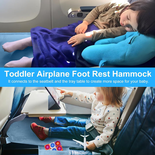 COZYBONDER Toddler Airplane Bed, Kids Airplane Seat Extender Travel Bed, Kids Airplane Travel Essentials, Airplane Must Have for Toddlers, Portable Plane Foot Rest for Flights