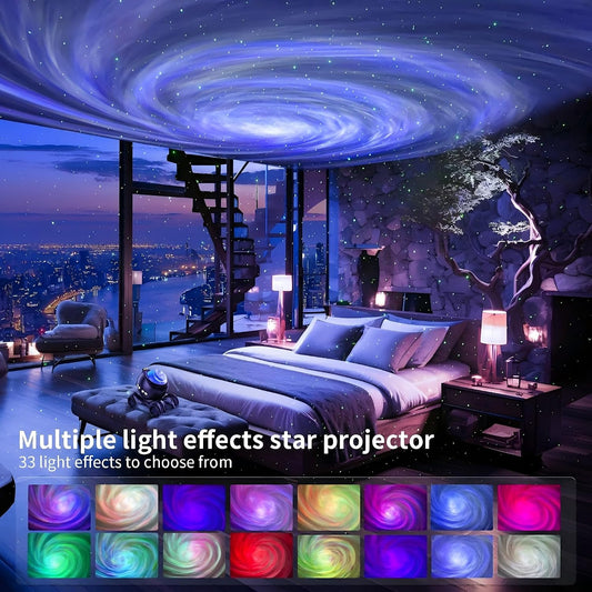 ENOKIK Galaxy Projector, Star Aurora Night Light Bluetooth Speaker, Black