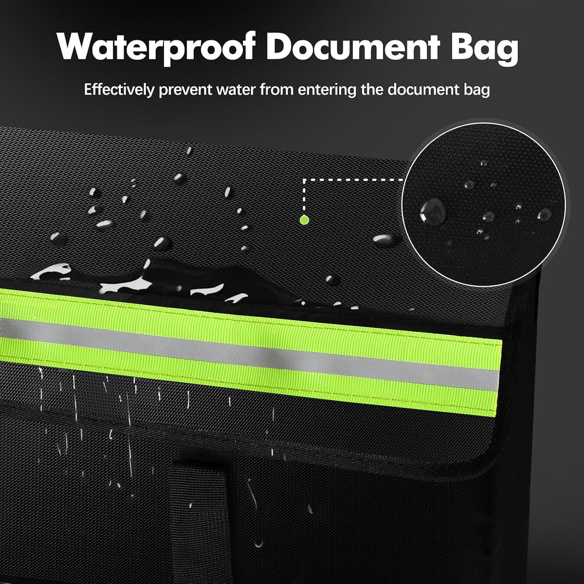 Large Fireproof Document Bag for Home Safe Storage, 15 x 12 x 6in, Black